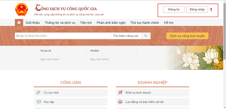 HƯỚNG DẪN CÔNG DÂN, DOANH NGHIỆP SỬ DỤNG DỊCH VỤ CÔNG QUỐC GIA